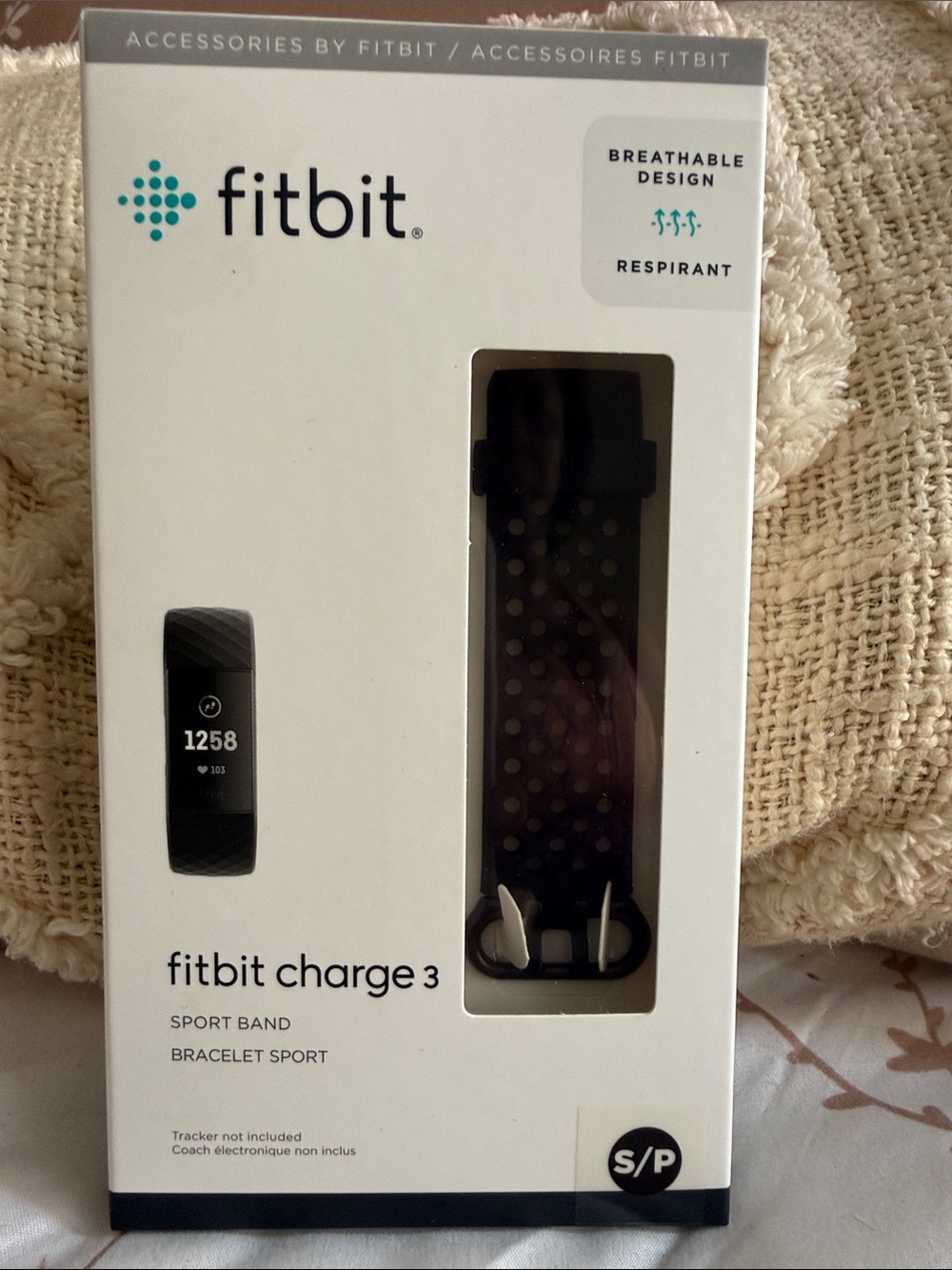 fitbit Charge 3 Breathable Sport Band - Black with Gray Perforations